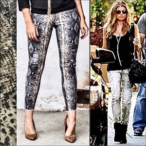 - Snake Print Distressed Frayed Hem Jeans! NEW!